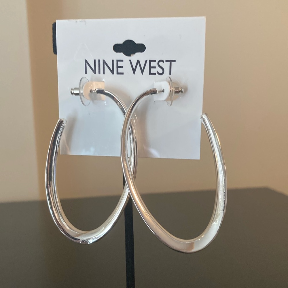 Nine West Silver Polished Hoop Earrings